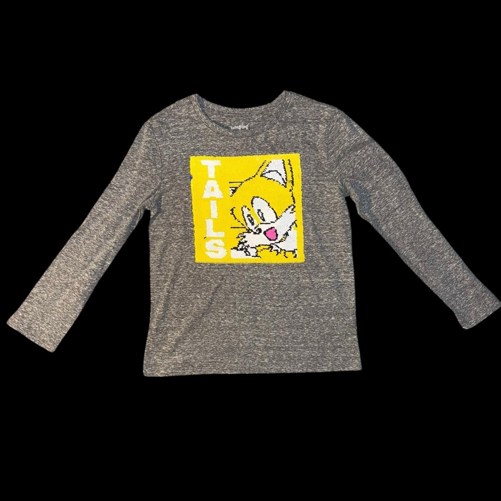 Flippy Sequin Sonic the Hedgehog Tails graphic long-sleeve t-shirt jumping bean‎ - Picture 2 of 3